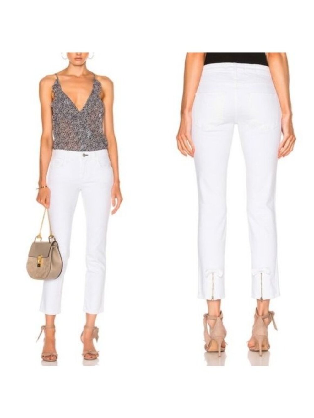 Anthro AMO Bow Back Zip Cuff Cropped Skinny Jeans
